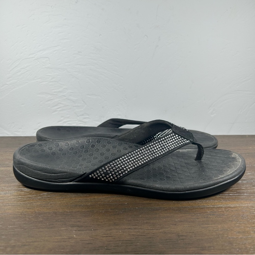 Vionic Women's Black Sparkle Tide Thong Sandals size 8.5